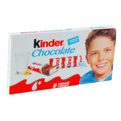 Шоколад Kinder Chocolate с молочной начинкой 100 гр/10шт Т8х10х4