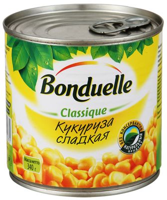 Кукуруза консервированная Бондюэль сладкая, 340г/425мл