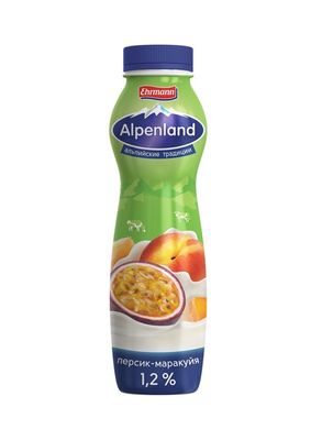 Йогуртный продукт Alpenland питьевой 1,2% Персик и маракуйя, 290г