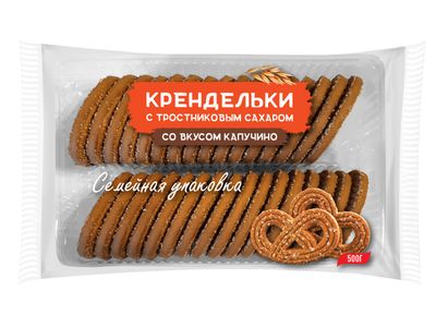 Печенье Хлебный Спас сдобное Крендельки со вкусом капучино и тростниковым сахаром подложка 500 г