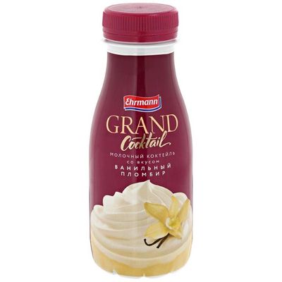 Коктейль молочный GRAND COCKTAIL со вкусом "Ванильный пломбир", 4.0%, 260 г