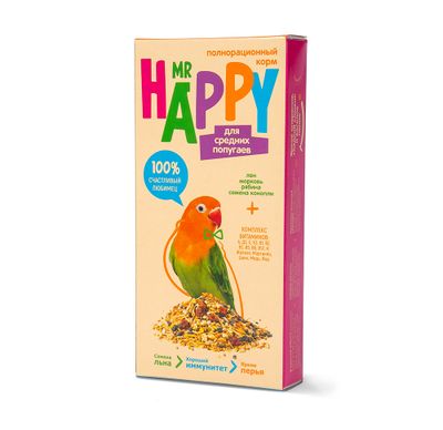 Корм MR HAPPY сухой для средних попугаев 400 г