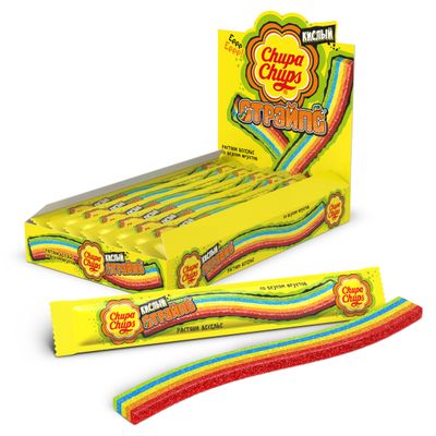 Мармелад жевательный Chupa Chups Кислый Страйпс Фруктовый вкус, 10,5г