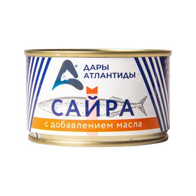 Сайра Дары Атлантиды натуральная с добавлением масла 240г ж/б с/к