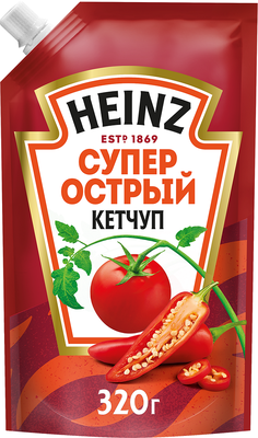Кетчуп томатный Heinz супер острый, дой-пак, 320г