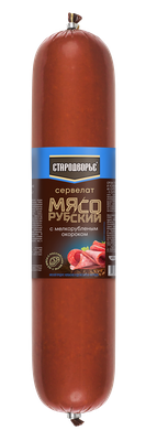 Колбаса Сервелат Мясорубский ТМ Стародворье с мелкорубленным окороком