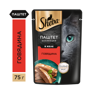 Влажный корм для кошек Sheba паштет с говядиной, 28х75г