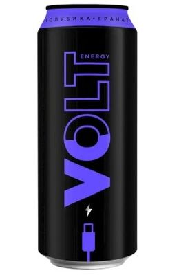 Энергетический газированный напиток VOLT ENERGY безалкогольный со вкусом голубики и граната ж/б 0,45*24