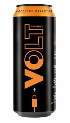 Энергетический газированный напиток VOLT ENERGY безалкогольный со вкусом апельсина и маракуйи ж/б 0,45*24