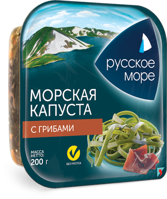Капуста морская Русское море маринованная по-корейски с грибами 200г 1/6