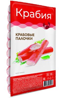 Палочки крабовые Крабия имитация паст. охлажденные 180г 1/8