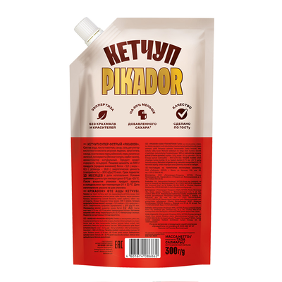 Кетчуп томатный PIKADOR супер-острый, 300 г