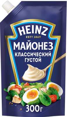 Майонез Heinz Классический 67%, дой-пак, 300г