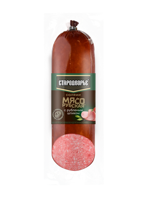 Колбаса в/к Салями Мясорубская с рубленым шпиком срез в/у 0,35 кг