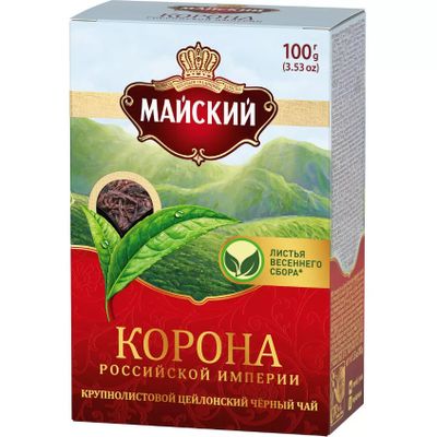 Чай МАЙСКИЙ Корона Российской Империи черный крупнолистовой 100г *16