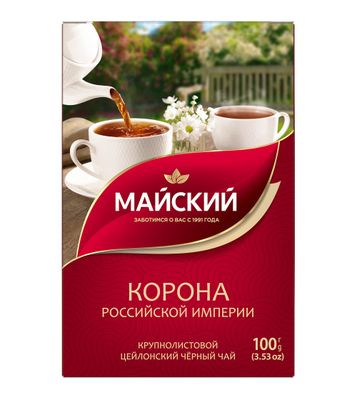 Чай МАЙСКИЙ Корона Российской Империи черный крупнолистовой 100г *16