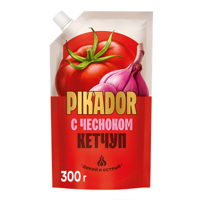 Кетчуп томатный PIKADOR с чесноком, 300г