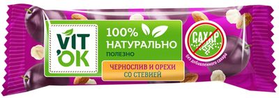 Конфета-батончик Чернослив и Орехи неглазированная 30 г
