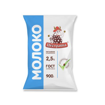 Молоко Пестравка 2,5% фин-пак 900гр 12суток
