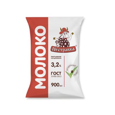 Молоко Пестравка 3,2% фин-пак 924гр 12суток