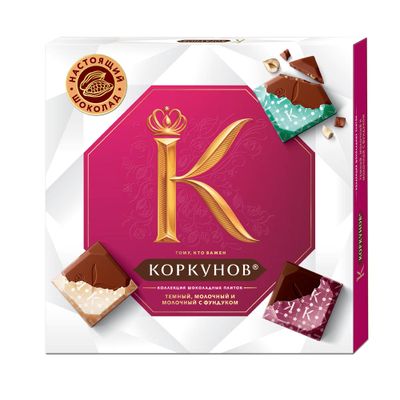 Шоколадные конфеты Коркунов Pure Choco Коллекция плиток 87г