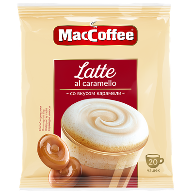 MACCOFEE LATTE Напиток кофейный растворимый со вкусом карамели 20г*20*20