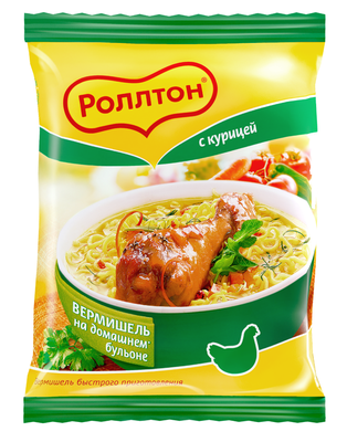 Вермишель Роллтон на домашнем бульоне с курицей 60г (42)