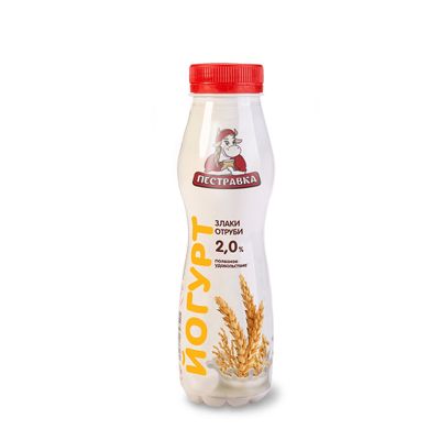 Йогурт Пестравка питьевой отруби-злаки 2% ПЭТ 270гр 35суток