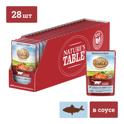 Влажный корм для кошек Nature’s Table Лосось в соусе, 85г