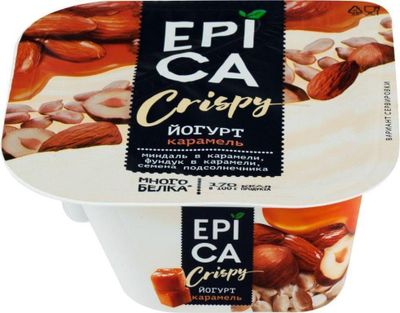 Йогурт EPICA CRISPY карамель-орех 140 г 10,2%