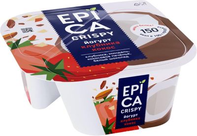 Йогурт EPICA CRISPY клубника-шоколад 140 г 7,3%