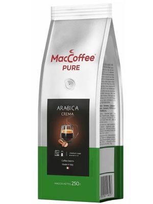 Кофе MacCoffee PURE Arabica Crema жаренный в зернах пак 250