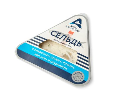 Сельдь Дары Атлантиды атлант. в сливочном соусе с лучком яблоком и огурчиком в/у 120 г
