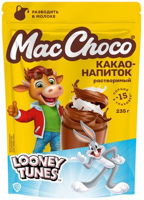 Какао-напиток MacChoco раствор, со вкусом БАНАНА и печенья д/пак 235г