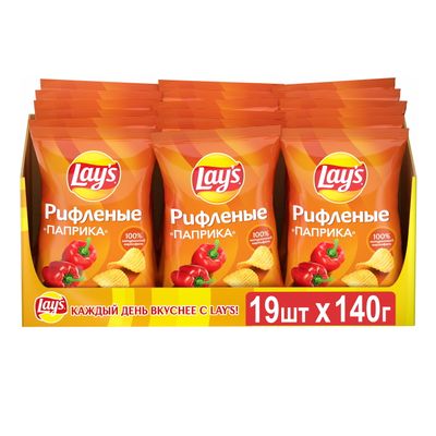 Чипсы Lays картоф. рифл. паприка 19*140г