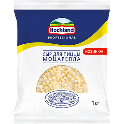 Сыр Hochland Professional Моцарелла для пиццы кубик 40% Пласт/пак 1 кг