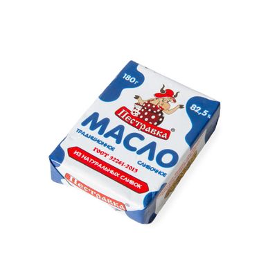 Масло Пестравка Традиционное сливочное 82,5% Фольга 180 г Масло Пестравка Традиционное сливочное 82,5% Фольга 180 г