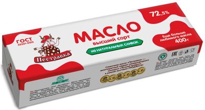 Регион Масло Пестравка Крестьянское 72,5% Фольга 400 г Регион Масло Пестравка Крестьянское 72,5% Фольга 400 г