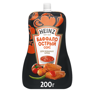 Соус томатный Heinz Баффало острый, дой-пак, 200г Соус томатный Heinz Баффало острый, дой-пак, 200г