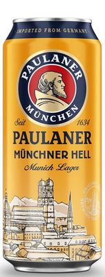 Пиво Пауланер Мюнхнер Хелл светлое фильт. паст. 4,9% ж/б 0,5л*24 (В)