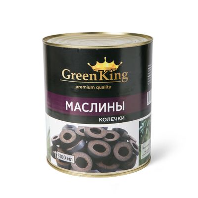 Маслины б/к рез 3100 мл (6 шт) в Green King (сухой вес 1560 г) ж/б, Турция