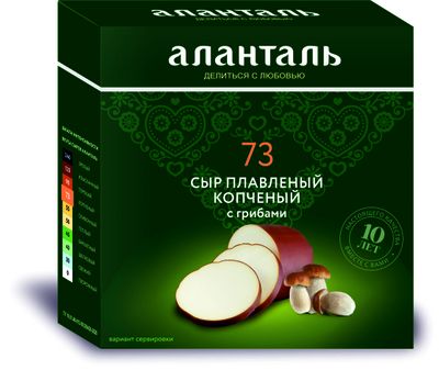 Сыр плавленый Аланталь №73 40% (с грибами), 100мм 240г шт
