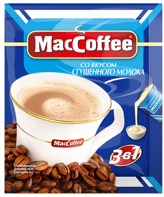 Напиток MacCoffee кофейный растворимый (3 в 1) со вкусом сгущенного молока м/уп 20г*10*25