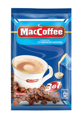 Напиток MacCoffee кофейный растворимый (3 в 1) со вкусом сгущенного молока м/уп 20г*10*25
