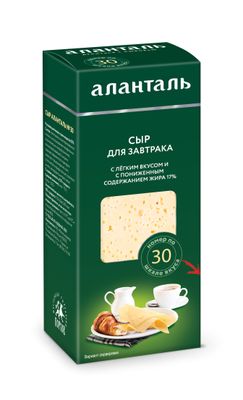 Сыр Аланталь №30 (п/тв. 35% для завтрака (тип лёгкий) брусок 190г шт