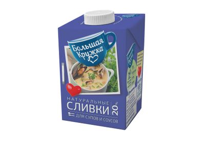 Сливки Большая Кружка 20% 0,5 кг