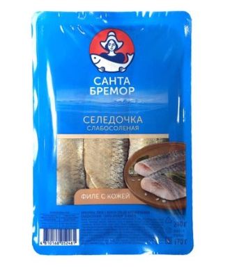 Сельдь Санта Бремор филе с кожей тихоок слабосоленая 240 г