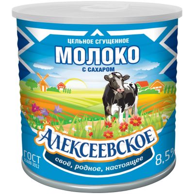 ТОП 100 Молоко сгущ. Алексеевское цельн. с сах. 8,5%, ж/б 20*360 г ТОП 100 Молоко сгущ. Алексеевское цельн. с сах. 8,5%, ж/б 20*360 г