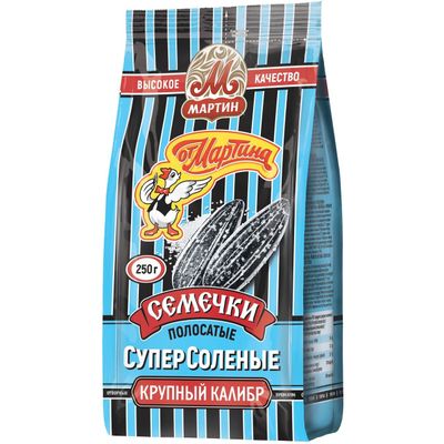 Семечки Отборные От Мартина Полосатые супер соленые 250г