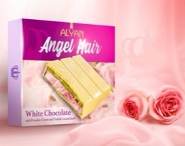 Шоколад Angle Hair розовый с фисташковым кремом и пишмание (турецкой сахарной ватой) 80 г.